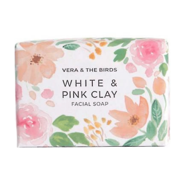White & Pink Clay Facial Soap 100g Vera and The Birds